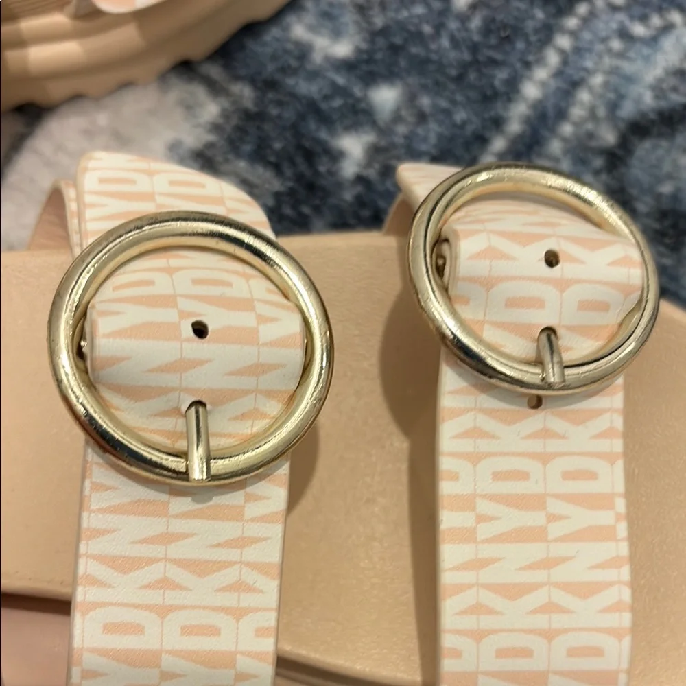 Girls' DKNY Girls Lucile Two Strap Sandals Gold Buckles